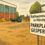 Rathaus Neubau Parkplatz gesperrt