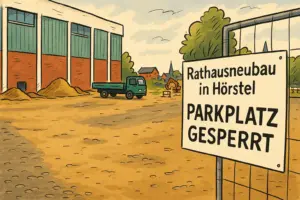 Rathaus Neubau Parkplatz gesperrt