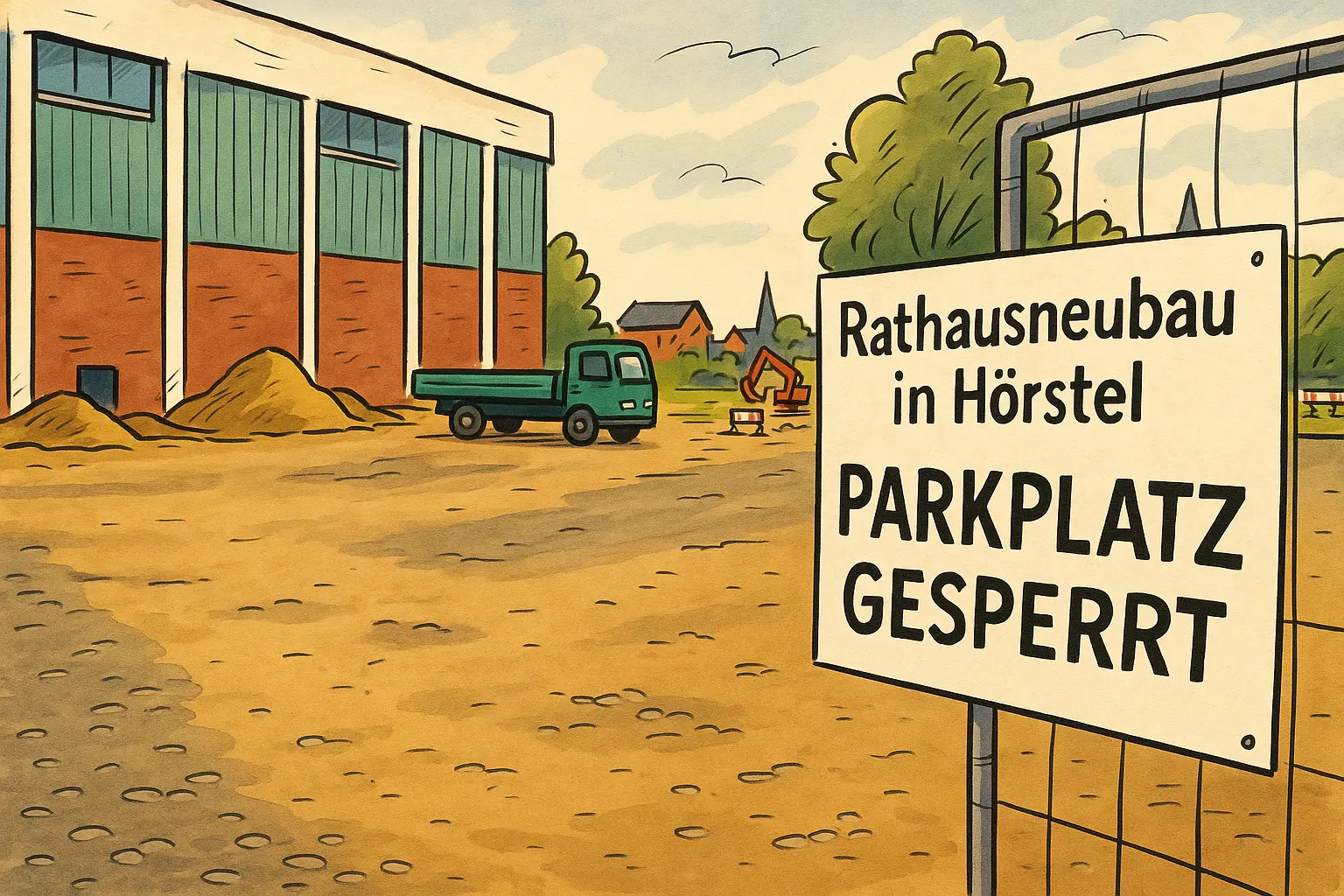 Rathaus Neubau Parkplatz gesperrt